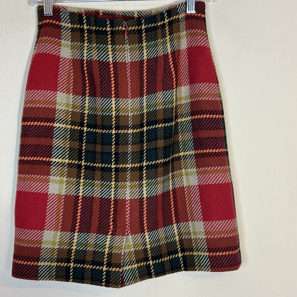 CHADWICKS Tartan Plaid Wool Blend Sz 4P Red Green Gold Vintage Academia Corpcore - Picture 2 of 6